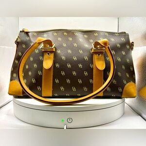 Dooney & Bourke Monogram Brown and Tan Designer Satchel